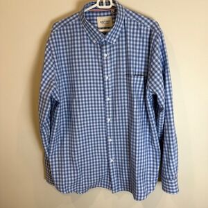 Oxford Men's Luxury Collection Blue Gingham Button Down Shirt XL